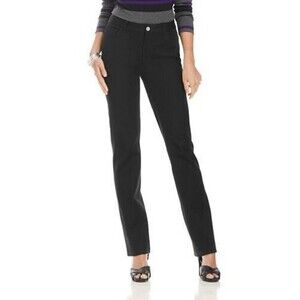 Chaps Stretch Twill 5-Pocket Pants Womens 12 Short Black Slimming Fit NEW